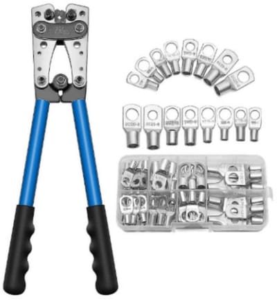 GELLDG Handmatige elektricienstang - krimptang voor accukabels - krimptang voor aansluitingen - met versterkte en verdikte metalen platen - voor het krimpen van draden en kabels van 6-50 mm² (AWG 8-1/0).