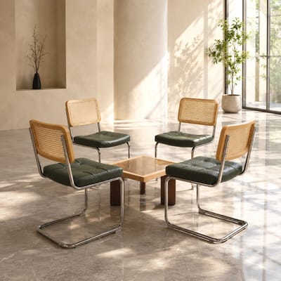 Eetkamerstoelen - Set Van 4 - Gestoffeerde eetkamerstoel - Met rugleuning - Eetkamerstoel - Eettafelstoel - Eetkamerstoelen - Stoel - Kunstleer - Middeleeuwse stijl - Groen