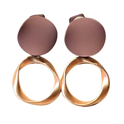 Clip oorbellen -Rossi -goudkleurig - bruin- geen gaatje- lang- Charme Bijoux