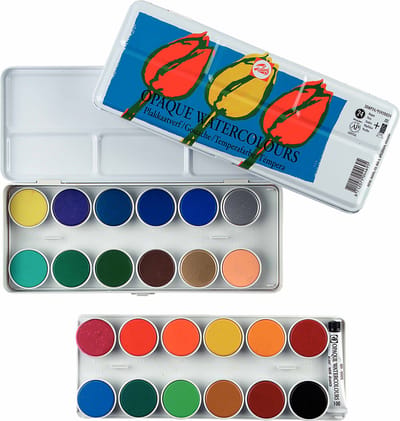 Gouache set 24 kleuren napjes plakkaatverf met mengwit tube dekkende waterverf tempera