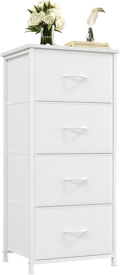 Ladekast Met Laden - Opbergkast Dressoir - Ruimte Organiseren - Stalen Frame - 93 cm Hoog - Wit