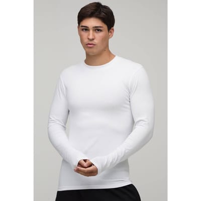 Essentieel Muscle Fit Shirt Met Lange Mouwen | White | Size XS