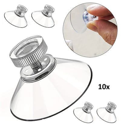 Zuignap met Schroefdraad M4 – 53 mm – 10 Stuks – Transparante Zuignappen met Moer – Sterke Bevestiging voor Glas, Tegels & Gladde Oppervlakken – Max. 5 kg