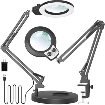 Vergrootglas met Licht en Standaard – 10X LED Vergrootlamp met Klem voor Hobby en Lezen