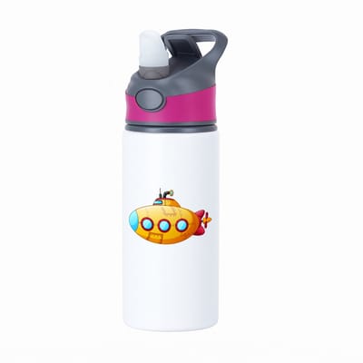Hacebo® - Onderzeeër waterfles met rietje roze - Boten - schippers - Boot - varen - diepzeeboot - water fles - 650ML