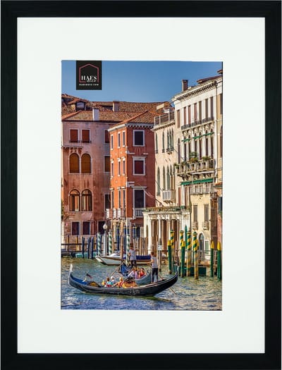 HAES DECO - Houten Fotolijst met Passe-partout Venezia zwart voor 1 foto formaat 20x30 of 30x40 -SP12940