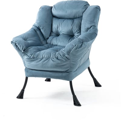 Comfortabele Relaxstoel Met Zijvak - Luie Stoel - Metalen Frame - Zachte Vulling - Max 90kg - Voor Woonkamer En Slaapkamer - 75x80x85cm