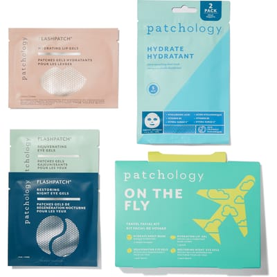 Patchology On The Fly Travel Skincare Kit – Hydraterende All-in-One Face, Eye & Lip Mask Set – Tegen Een Droge En Vermoeide Huid – Snelle Glow Boost Voor Onderweg – TSA-Travel Size Beauty Kit