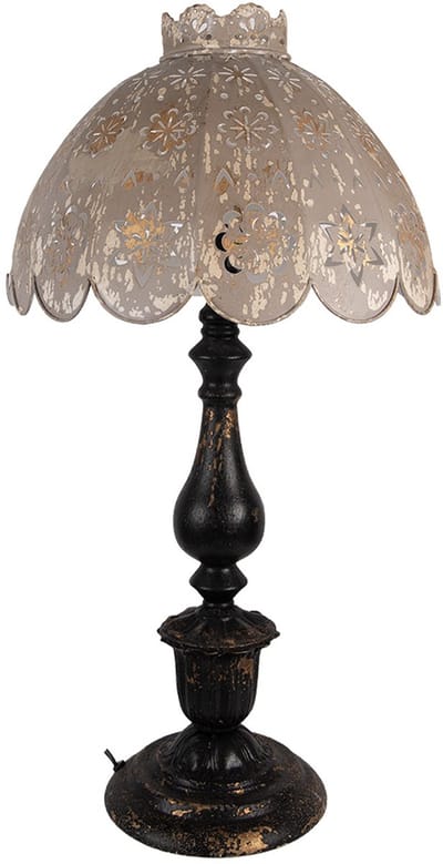Clayre & Eef Tafellamp Ø 41x75 cm Zwart Grijs Metaal