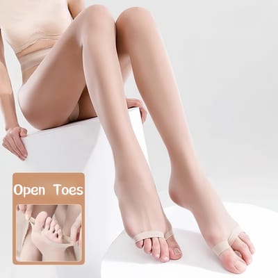 Extra Grote Sexy Dames Panty Zomer Ademend Zijdezacht Onzichtbare Panty Met Open Tenen Zeer Rekbaar Kousen Goed Voor Dagelijks Gebruik M beige