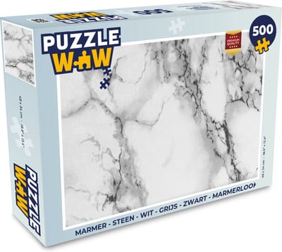 Puzzel Marmer - Steen - Wit - Grijs - Zwart - Marmerlook - Legpuzzel - Puzzel 500 stukjes