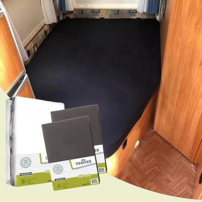 Textielpakket Frans bed - 1 molton met 2 hoeslakens - rechts 2 x Antraciet
