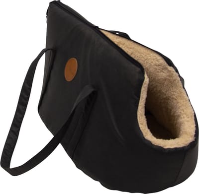 Jack and Vanilla - Timeless Classy Hondendraagtas - Zwart - Kunstleer/Pluche - 55x30x18 cm