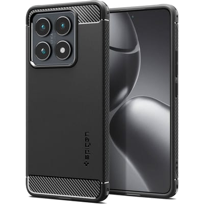 Spigen Rugged Armor Hoesje Geschikt voor Xiaomi 14T - Back Cover met Air Cushion - Carbon - Matte - Zwart