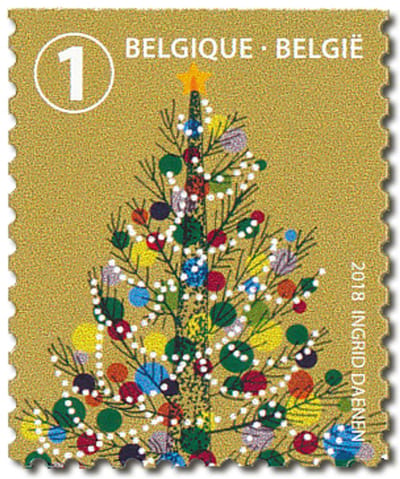 Bpost - Kerst BE - 10 postzegels tarief 1 - Verzending België - kerstboom - kerstzegels