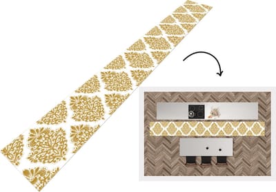 Keukenloper - Keukenmat - Vintage - Bloemen - Goud - Patronen - 400x50 cm - Keuken vloerkleed