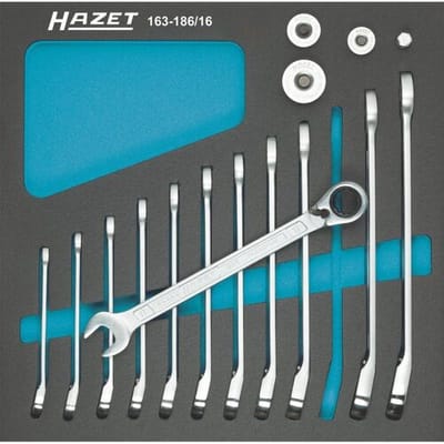 Hazet 163-186/16 Steek-ringratelsleutelset 12-delig Sleutelbreedte (metrisch) 8 - 19 mm