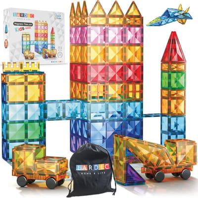 Lardic - Magnetic Tiles - Magnetisch Speelgoed - XL pakket - Bouwspeelgoed - Bouwblokken - Magneten Speelgoed - Magna Magnetische Tegels - Bouwstenen - Montessori Speelgoed - Mind Educatief Constructie Speelgoed