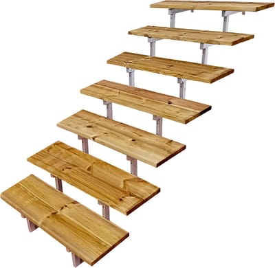 Buitentrap staal OSLO H122cm - 7 treden geïmpregneerd hout breedte 100cm