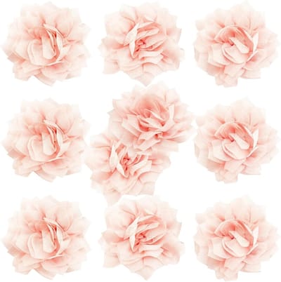 Chiffon Bloemen - Stoffen Applicaties - Doe-het-zelf Ambachten - Handgemaakt met Viltrug - 10 cm Diameter - Lichtroze