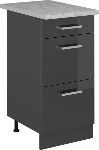 Vicco R-Line Keukenonderkast – 40 cm WB Marmer Antraciet Hoogglans