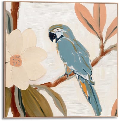 Schilderij Botanische Papegaai - 50 x 50 - Hout - REINDERS