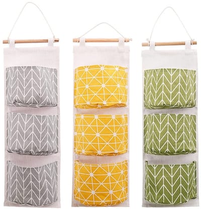 Dailygoods - Opbergtas om op te hangen - Organizer - Waterdicht - Linnen stof - 3-vakken - Geschikt voor slaapkamer, badkamer, keuken