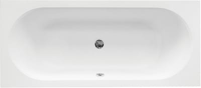 Badland VITAE ligbad 160 x 75 cm wit met styropor ombouw met baddrager met hoofdsteun met bamboe badplank