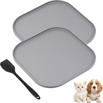 Famanu – Set van 2 siliconen voermatten voor honden en katten, waterdicht met verhoogde randen, antislip, 47 x 30 cm
