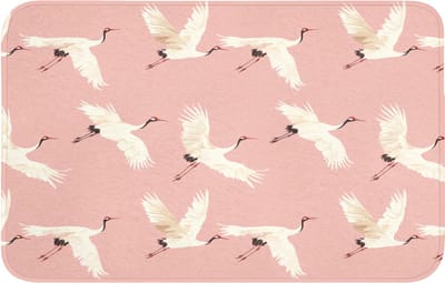 WC mat 80x50 cm - Antislip - Modern - Kraanvogels - Roze - Toiletmat - Vloermat - Douchemat - Toilet tapijt - Toiletmatten