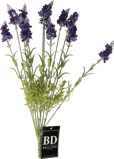 Bellatio Design kunstbloemen bos Lavendel / lavendula - 40 cm - donkerblauw/paars - kunst zijdebloemen