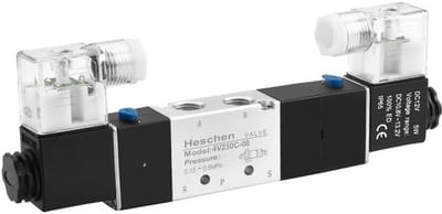 Allecto - Pneumatische Solenoïde Ventiel - 5 Weg 3 Positie - 12VDC - PT1/4 - Duurzaam en Betrouwbaar - Perfect voor Automatisering - Compact Model