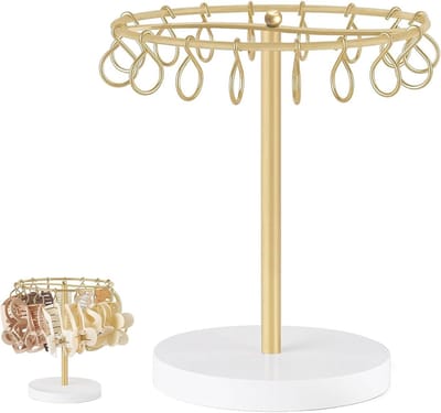 Rotating Houten Organiser met 16 Haken voor Haarspelden, Sieraden en Brillen voor Vrouwen en Meisjes