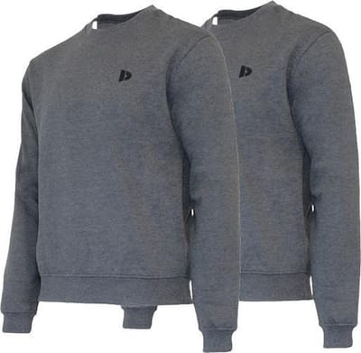 2-Pack Donnay - Fleece sweater ronde hals (Dean) - Sporttrui - Heren - Charcoal-marl (037) - maat S