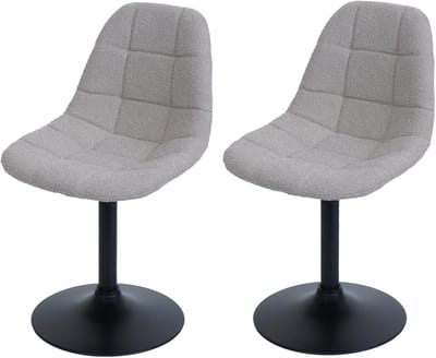 Set van 2 eetkamerstoelen MCW-A60, keukenstoel, draaistoel, staal MVG stof/textiel bouclé (450 g/m²) ~ taupe