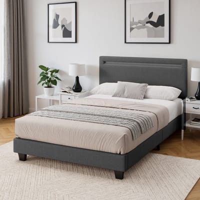 Bealife BF27 Bed - 120 x 200 cm - LED-verlichting - Hoofdbord en lattenbodem - Donkergrijs