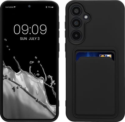 kwmobile telefoonhoesje geschikt voor Samsung Galaxy A35 - Hoesje met pasjeshouder - TPU case in zwart