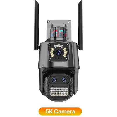 5K HD EU WIFI IP-camera 9MP 8X hybride zoom Auto Tracking PTZ-camera Buiten Drie lens Dual Screen Beveiligingscamera 4K-bewaking 9MP NO Card