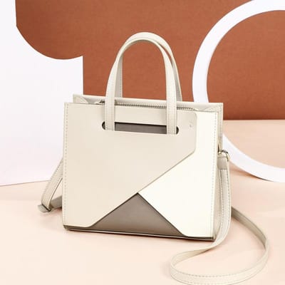 Nieuwe Dames Schoudertas van Echt Leer met Grote Capaciteit Eenvoudige Handtas Crossbody Tas 20.5*6.5*17.5（cm） beige