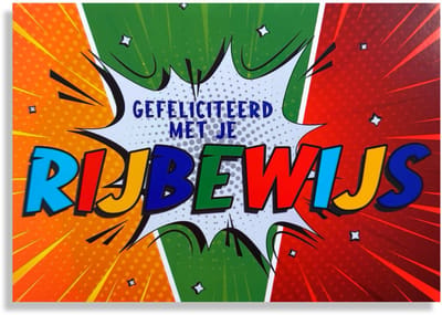 Rijbewijs Gehaald Hartelijk Gefeliciteerd! - Wenskaart - 12x17cm - Gevouwen kaart inclusief envelop - Geslaagd