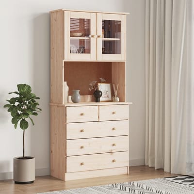 vidaXL - Hoge - kast - ALTA - 77x35x165 - cm - massief - grenenhout