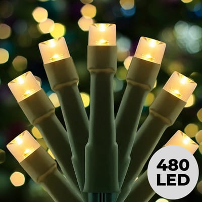 Lomera Kerstverlichting - Kerstlampjes - Kerstboomverlichting Buiten - 480 LED Lampjes - Extra Warm Wit - Lichtfuncties met Geheugen - Timer Functie - 36 Meter Lichtsnoer - Ip44 Adapter - Energiezuinig 6W - Binnen en Buiten - Kerst Verlichting