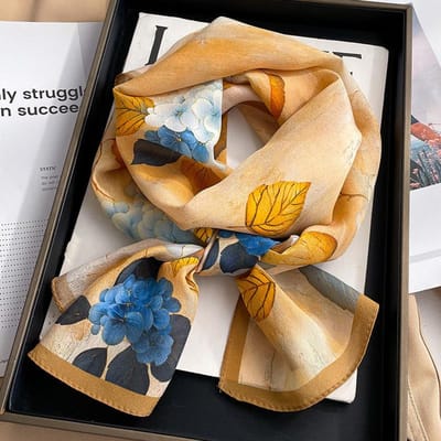 140*35Cm Natuurlijke Echte Zijde Sjaal Dames Bandana Lange Sjaals Zakdoek Moerbei Lente Luxe Zomer Strand Hoge Kwaliteit Hijab Real Silk140x35cm brown