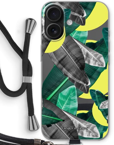Case Company® - Hoesje met koord geschikt voor iPhone 16 hoesje met Koord - Fantasie jungle - Telefoonhoesje met Zwart Koord - Bescherming aan alle Kanten en Over de Schermrand