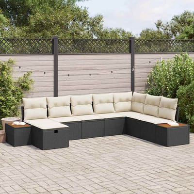 vidaXL - Tuinbank - Set - met - kussen - met - opslag - Zwart - poly - rattan