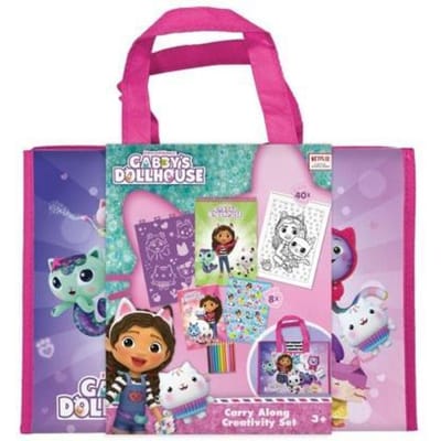 Gabby's Poppenhuis vakantie teken- sticker en kleurmap - carry along set voor uit en thuis - creatief speelgoed junior tekenen kleuren stickeren vanaf 3 jaar
