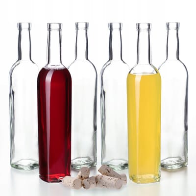 KADAX glazen fles glazen flessen 500 ml 0,5 l voor wijntincturen 6 stuks + kurk
