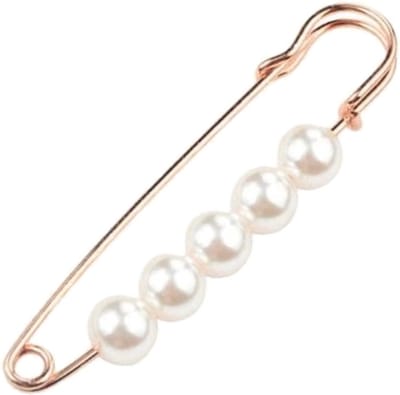 Fako Bijoux® - Sierspeld - Sjaalspeld - Vestsluiting - Vestspeld - Parels - 75mm - Goudkleurig