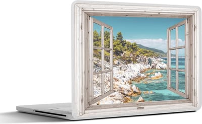 Laptop sticker - 17.3 inch - Doorkijk - Strand - Zee - 40x30cm - Laptopstickers - Laptop skin - Cover