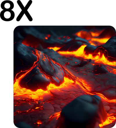 Luxe Placemat - Lava en Magma - Set van 8 Placemats - 50x50 cm - 2 mm dik Vinyl - Anti Slip - Afneembaar